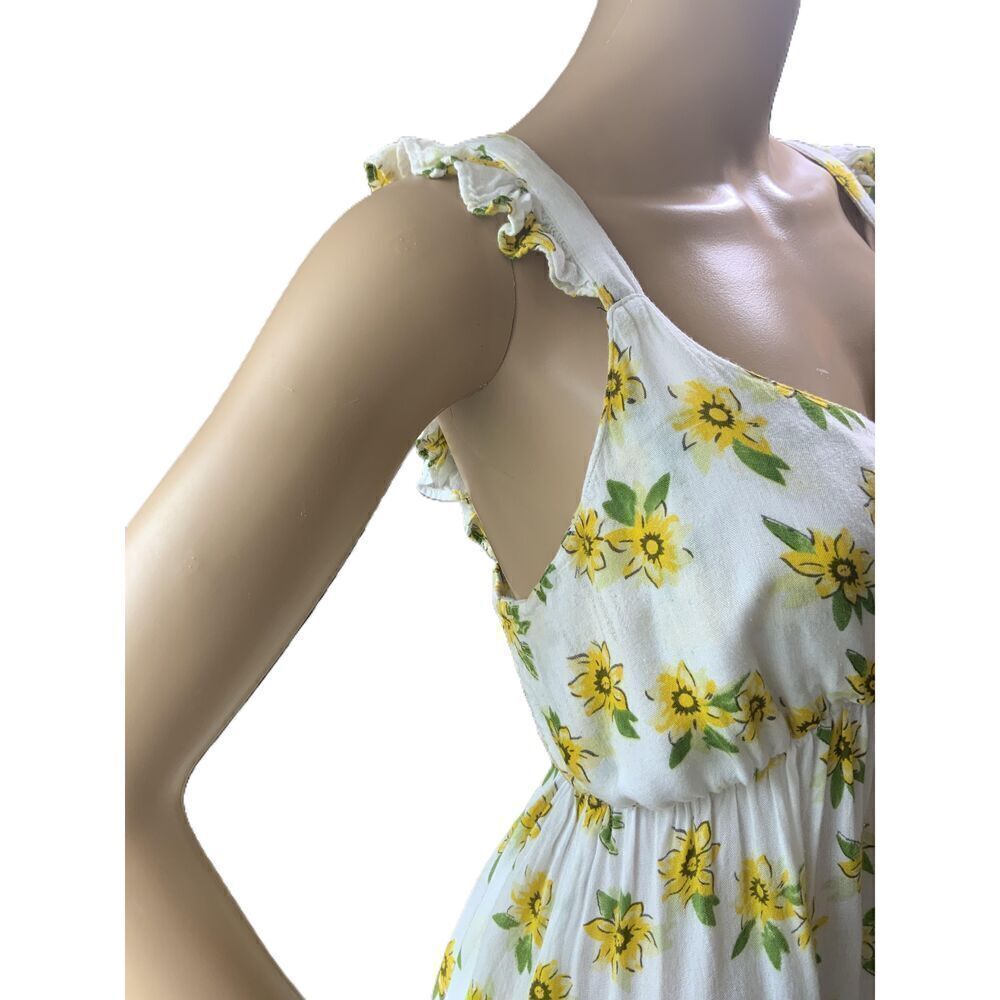 Audrey Lane Yellow Floral‎ Print Sleeveless Ruffled Straps Tank Top Size Large - Picture 6 of 16